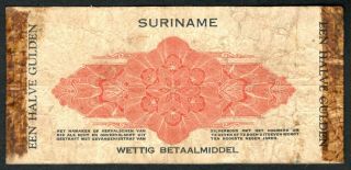 1941 Suriname 1/2 Gulden Note. 2