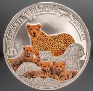 Tanzania 2013 Cheetah 1000 Shillings Silver Coin,  Proof