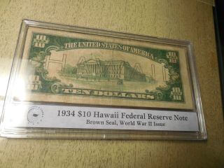 Hawaii 1934 A $10 Federal Reserve Note Brown Seal Currency Paper Money Ten Bill 5