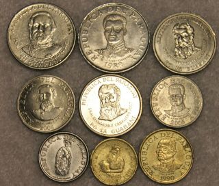 Set Of 9 Coins From Paraguay