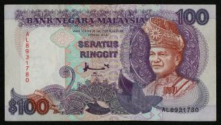 Malaysia (p32b) 100 Ringgit Nd (1992) Vf/vf,  Printer: Tdlr