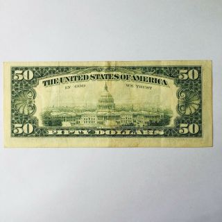 1993 $50 Fifty Dollar Bill Note Federal Reserve US Currency Old Money B03121332D 3
