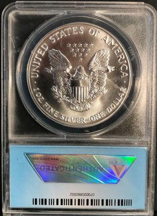 1991 $1 American Silver Eagle Dollar - ANACS MS70 - Perfect Grade 2