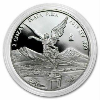 Proof Libertad - Mexico - 2019 2 Oz Proof Silver Coin In Capsule