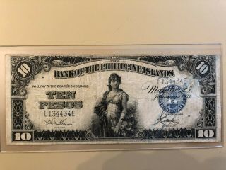 1933 10 Ten Pesos Bank Of The Philippine Islands