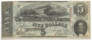 $5 1863 Confederate States Of America - Richmond,  Va T - 60