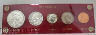 Us 1952 Silver Coin Proof Set Franklin Half Dollar Quarter Dime Nickel Penny