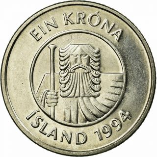 [ 696624] Coin,  Iceland,  Krona,  1994,  Ef (40 - 45),  Nickel Plated Steel,  Km:27a