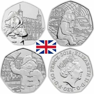 Set Of 3 Coins 50p Uk Paddington Bear 50 Pence - Unc ¡from Bag