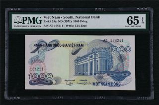 1971 Viet Nam South National Bank 1000 Dong Pick 29a Pmg 65 Epq Gem Unc