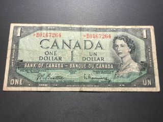 1954 Bank Of Canada B/m 0167264 Replacement Note - Shape Old Canadian Bill