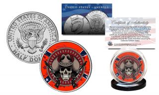Skull Legal Tender Jfk Kennedy Half Dollar U.  S.  Coin - Confederate Flag