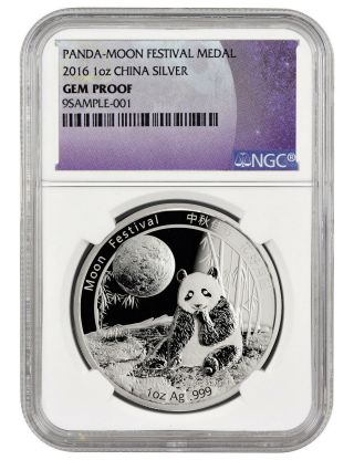2016 China 1 Oz Silver Panda Moon Festival Medal Ngc Gem Proof Sku43058