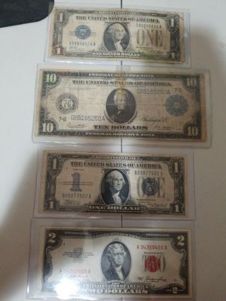 Large 1914 $10 Dollar Large Bill,  1 - 1928 &1934 Funny Back,  & 1 - 1953 2$ Bill