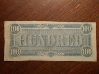 1864 Confederate States of America $100 Note 2