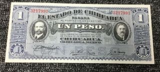 El Estado De Chihuahua 1 Peso 1915 Gem Crisp Paper Quality,  1915 Old Mexico