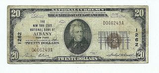 The York State National Bank Of Albany,  Ny = 1929 $20 National Banknote