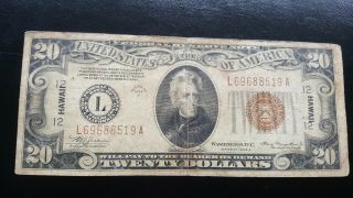 $20 Twenty Dollar 1934 - A Hawaii Federal Reserve Note Brown Seal