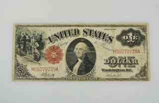 1917 $1 Legal Tender Large Note One Dollar Bill Red Seal Washington