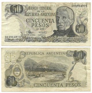 Argentina Note 50 Pesos (1973) Mancini - G.  Morales B 2367a Suffix A P 290