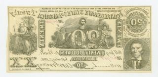 1861 CT - 20 $20 Confederate States of America (CTFT. ) Note - CIVIL WAR Era AU/UNC 2