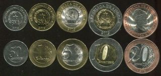 Angola Set 5 Coins 50 Cent 1 5 10 20 Kwanzas 2012 - 2014 Unc