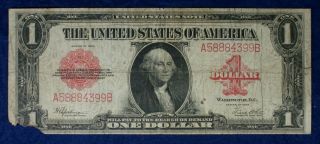 1923 $1 Large Size United States Red Seal Funny Back Banknote