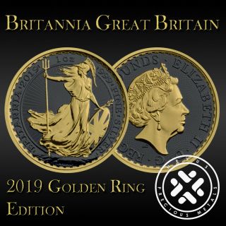 Great Britain 2019 Britannia Silver 999 1oz Golden Ring Edition