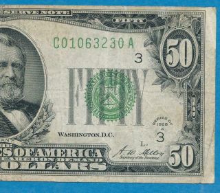 $50.  1928 - A Philadelphia Federal Reserve Note Redeemable In Gold Clause