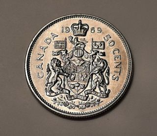 1969 Canada 50 Cents Coin (100 Nickel) - Queen Elizabeth Ii