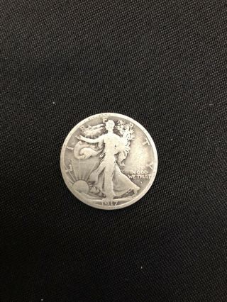 1917 - S Obverse Walking Liberty Silver Half Dollar Vg Coin