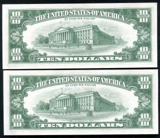 ((2))  CONSECUTIVE 1963 - A $10 FRN FEDERAL RESERVE NOTES CLEVELAND,  OH GEM 2