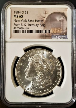 1884 - O Silver Morgan York Bank Hoard From U.  S.  Treasury Bag $1 Ngc Ms65