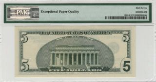 2001 $5 Federal Reserve STAR Note San Francisco FR.  1988 - L PMG Cert CU67 EPQ 2