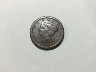 1853 Braided Hair 1/2 Half Cent - Circulated Mid Grade Copper Us Coin