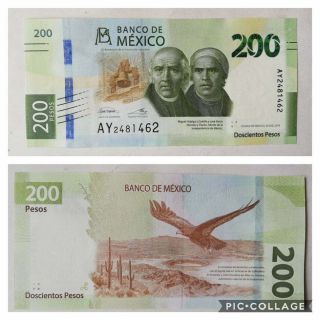 Mexican Mexico 2019 200 Pesos Bank Note Au - Unc