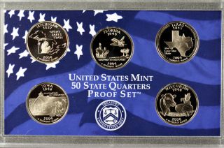 2004 - S Us Quarter Proof Set (no Box Or) 5 Gem Proof Coins