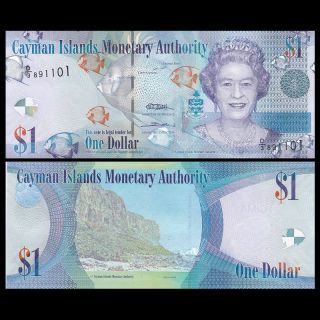 Cayman Islands 1 Dollar Banknote,  2010,  P - 38c,  Unc,  North America Paper Money