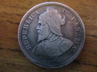 1904 Panama 10 Centesimos Silver Coin Balboa Km 3