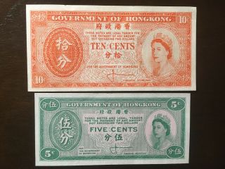 Hong Kong (2 Notes) 5 And 10 Cents 1961 - 65 - - Crisp