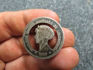 Pre Wwii Luxembourg 10 Franc 1929 Coin - Silver - Made Into Pin