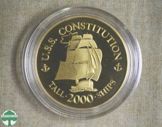 U.  S.  S.  Constitution - Tall Ships - 2000 Gold - Plated Sterling Medal In Capsule