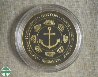 U.  S.  S.  CONSTITUTION - TALL SHIPS - 2000 GOLD - PLATED STERLING MEDAL IN CAPSULE 2