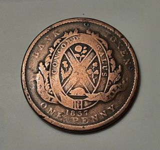 1837 Bank Of Montreal (province Of Canada) Deux Sous One Penny Bank Token