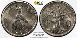 1988 Zimbabwe 10 Cent Pcgs Sp67 - Extremely Rare Kings Norton Proof
