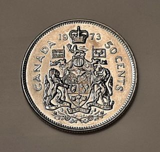 1973 Canada 50 Cents Coin (100 Nickel) - Queen Elizabeth Ii