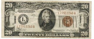 1934a $20.  00 Bill - Hawaii