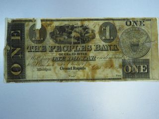 1836 The Peoples Bank Of Grand Rapids Michigan Obsolete Currency Cu020/rn