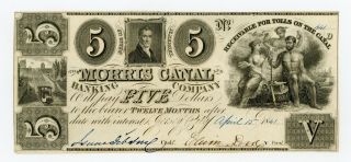1841 $5 The Morris Canal And Banking Company - Jersey City,  Jersey Note Au