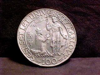 Czechoslovakia 100 Korun Silver Commemorative Coin 1948 Bu